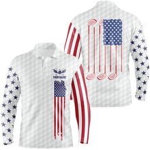 Load image into Gallery viewer, Mens golf polo shirts golf clubs American flag custom patriotic White golf shirt for mens NQS7980