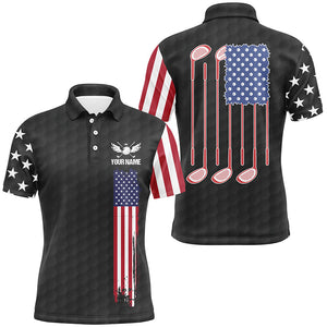 Mens golf polo shirts golf clubs American flag custom patriotic Black golf shirt for mens NQS7981