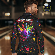 Load image into Gallery viewer, Colorful bowling jerseys Bowling Polo, 1/4 Zip Shirt for Men Custom Bowling Team shirts for bowlers NQS10363