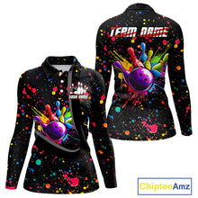 Load image into Gallery viewer, Colorful bowling jerseys Bowling Polo, 1/4 Zip Shirt for Women Custom Bowling Team shirts for bowlers NQS10363