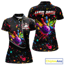 Load image into Gallery viewer, Colorful bowling jerseys Bowling Polo, 1/4 Zip Shirt for Women Custom Bowling Team shirts for bowlers NQS10363