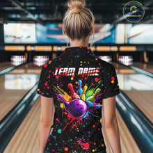 Load image into Gallery viewer, Colorful bowling jerseys Bowling Polo, 1/4 Zip Shirt for Women Custom Bowling Team shirts for bowlers NQS10363
