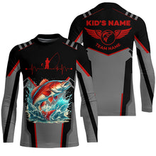 Load image into Gallery viewer, Personalized Black Redfish Fishing jerseys, Team red drum Fishing Long Sleeve tournament shirt| Orange NQS6286