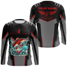 Load image into Gallery viewer, Personalized Black Redfish Fishing jerseys, Team red drum Fishing Long Sleeve tournament shirt| Orange NQS6286