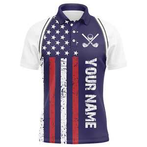 Red, White and Blue American Flag Men golf polo shirts custom patriotic golf attire for men NQS8405