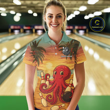 Load image into Gallery viewer, Funny Octopus Bowling Polo, Quarter Zip shirts for Women Custom Octopus Team bowling jersey NQS10587