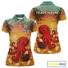 Load image into Gallery viewer, Funny Octopus Bowling Polo, Quarter Zip shirts for Women Custom Octopus Team bowling jersey NQS10587