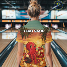 Load image into Gallery viewer, Funny Octopus Bowling Polo, Quarter Zip shirts for Women Custom Octopus Team bowling jersey NQS10587