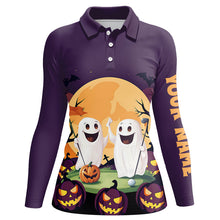 Load image into Gallery viewer, Boo Halloween Pumpkin Golf Pattern Purple Polo Shirt Custom Funny Golf Shirts For Women Golf Gifts NQS8619