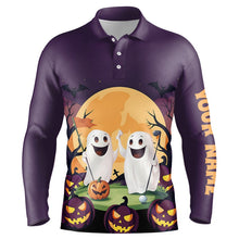 Load image into Gallery viewer, Boo Ghost Halloween Pumpkin Golf Pattern Purple Polo Shirt Custom Funny Golf Shirts For men Golf Gifts NQS8619