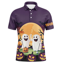 Load image into Gallery viewer, Boo Ghost Halloween Pumpkin Golf Pattern Purple Polo Shirt Custom Funny Golf Shirts For men Golf Gifts NQS8619