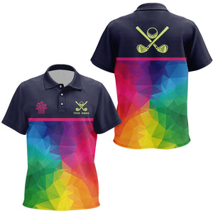 Colorful rainbow pattern Kid golf polo shirts custom Kid golf tops unique golf gifts NQS8847