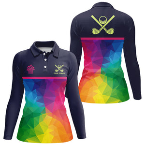 Colorful rainbow pattern Women golf polo shirt custom ladies golf tops unique golf gifts NQS8847