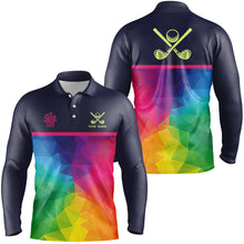 Load image into Gallery viewer, Colorful rainbow pattern Men golf polo shirt custom mens golf tops unique golf gifts NQS8847