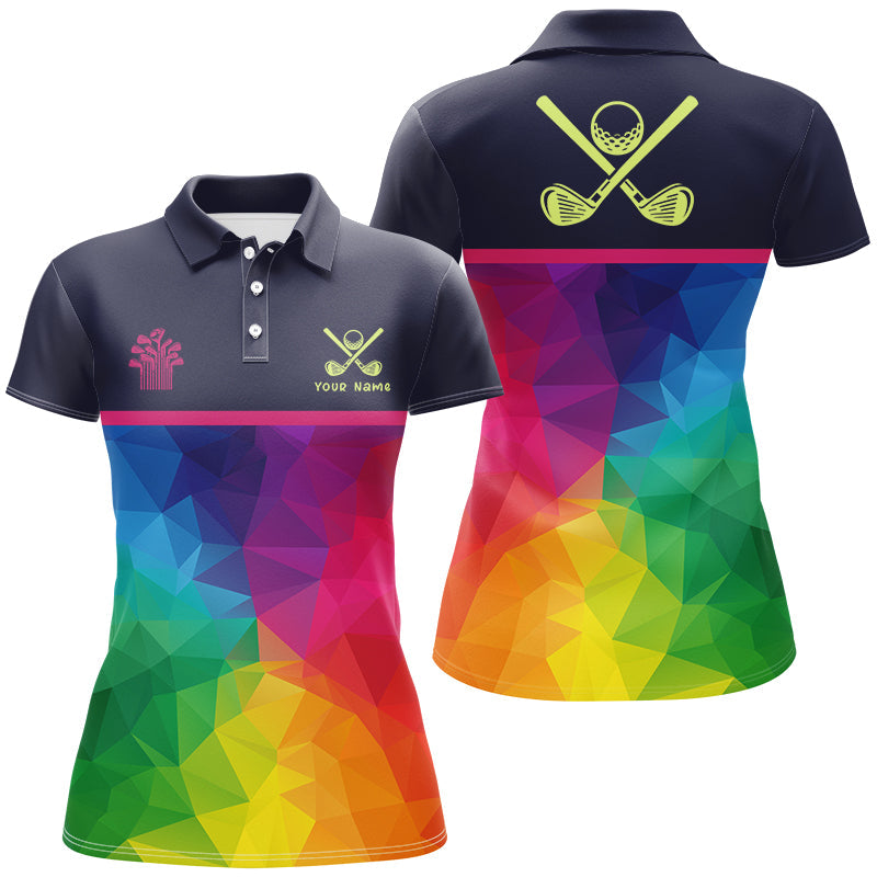 Colorful rainbow pattern Women golf polo shirt custom ladies golf tops unique golf gifts NQS8847