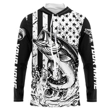 Load image into Gallery viewer, Black and White American Flag Largemouth Bass Fishing Custom patriotic Bass fishing jerseys NQS9112