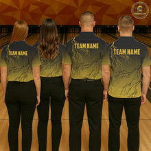 Load image into Gallery viewer, Black and Yellow gradient storm Lightning thunder Bowling shirts for Women Custom Bowling Team Jerseys NQS11172