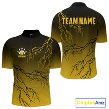 Load image into Gallery viewer, Black and Yellow gradient storm Lightning thunder Bowling shirts for Men Custom Bowling Team Jerseys NQS11172