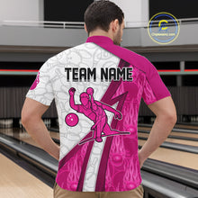 Load image into Gallery viewer, Custom Bowling Polo, Quarter Zip Shirt For Men Pink flame camo Bowling shirts, Bowling Team jerseys NQS11585