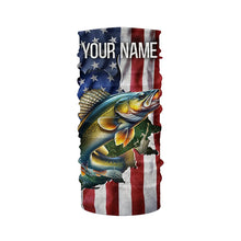 Load image into Gallery viewer, Walleye fishing American Flag Patriotic Fourth of July personalized Walleye fishing tournament shirts NQS5121