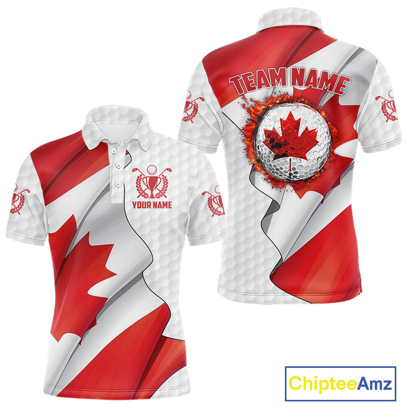 Canadian Flag Golf Polo Shirts For Men Custom team golf jerseys, patriotic golf shirts NQS9929