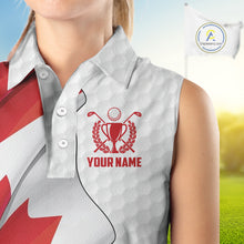 Load image into Gallery viewer, Canadian Flag Women Golf sleeveless Polo Shirt Custom team golf jerseys, patriotic golf shirts NQS9929