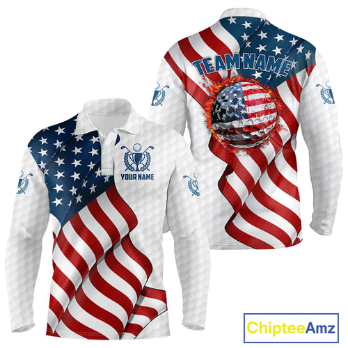 American Flag Golf Polo Shirts For Men Custom team golf jerseys, patriotic golf shirts NQS9930