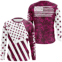 Load image into Gallery viewer, American flag pink camo fishing personalized patriotic UV Protection camouflage Women Fishing jerseys NQS5628