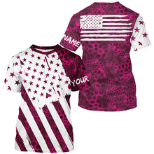 Load image into Gallery viewer, American flag pink camo fishing personalized patriotic UV Protection camouflage Women Fishing jerseys NQS5628