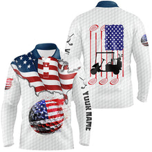 Load image into Gallery viewer, American flag white Golf ball Mens Golf Polo Shirts Custom Golf Shirts For Men, Patriotic Golf Gifts NQS7738