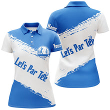 Load image into Gallery viewer, Blue and white Womens golf polo shirts custom name let&#39;s par tee golf tops for women NQS5863