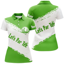 Load image into Gallery viewer, Green and white Womens golf polo shirts custom name let&#39;s par tee golf tops for women NQS5867