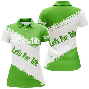 Green and white Womens golf polo shirts custom name let's par tee golf tops for women NQS5867