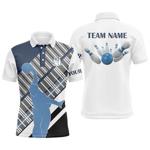 Men's Bowling short sleeve polo Shirt Custom Name team Men Bowlers Jersey, bowling gift for men NQS5870