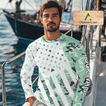 Load image into Gallery viewer, American flag Light green camo fishing personalized patriotic UV Protection camouflage Fishing jersey NQS10366