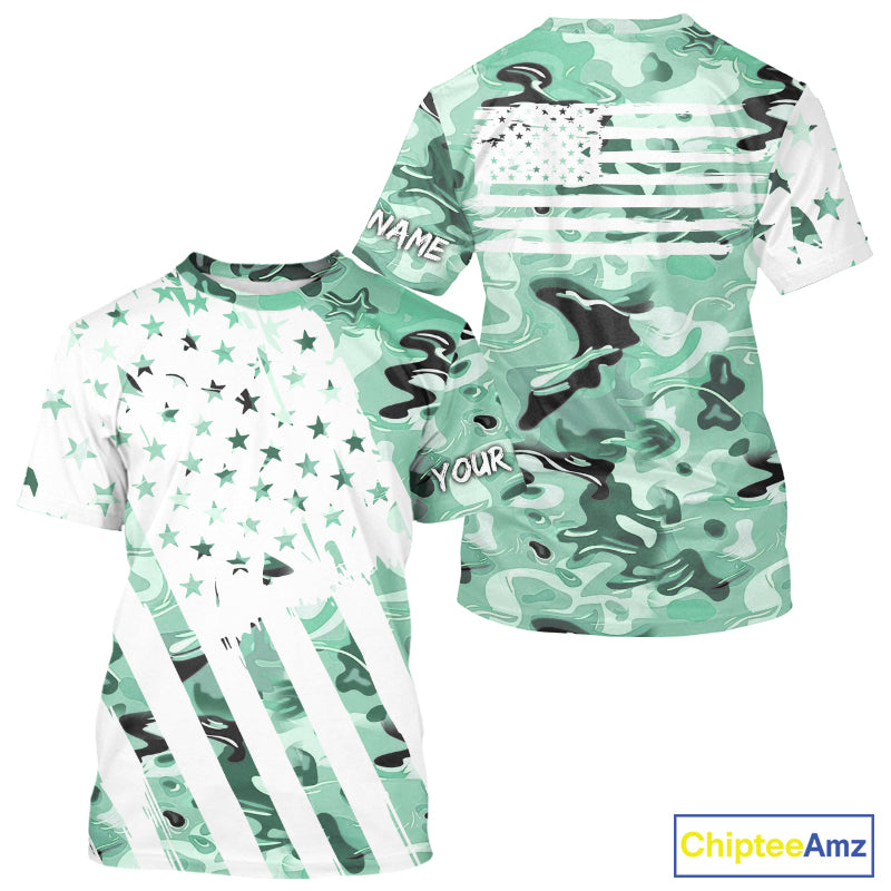 American flag Light green camo fishing personalized patriotic UV Protection camouflage Fishing jersey NQS10366