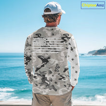 Load image into Gallery viewer, American flag Light gray camo fishing personalized patriotic UV Protection camouflage Fishing jersey NQS10367