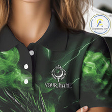 Load image into Gallery viewer, Green Flame Dragon Women Golf polo shirts Custom Dragon team ladies golf outfits, gift for golf lover NQS10791