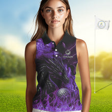Load image into Gallery viewer, Purple Flame Dragon Sleeveless Golf polo shirt Custom Dragon team golf outfit, gift for golf lover NQS10792