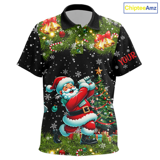 Santa Golfer Christmas pattern Kid golf polo shirts custom kid golf top, Christmas golf gift NQS8856
