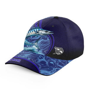 Wahoo fishing blue camo Custom fishing hat Unisex Fishing Baseball saltwater Angler fishing hat cap NQS6978