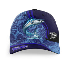 Load image into Gallery viewer, Wahoo fishing blue camo Custom fishing hat Unisex Fishing Baseball saltwater Angler fishing hat cap NQS6978