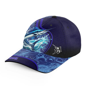 Marlin fishing blue camo Custom fishing hat Unisex Fishing Baseball saltwater Angler fishing hat cap NQS6980