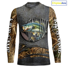 Load image into Gallery viewer, Largemouth Bass fishing camo metal grunge pattern Custom bass fishing jerseys bass tournament shirt NQS11369