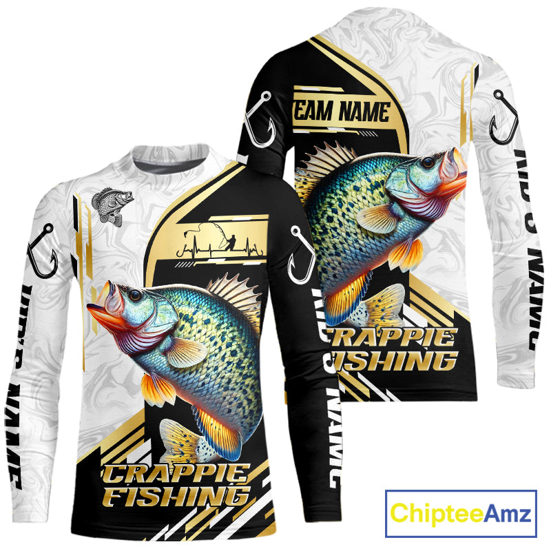 Personalized Crappie fishing shirts Custom sun protection Crappie fishing team jerseys | Gold NQS11373
