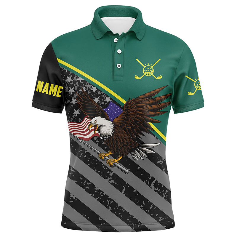 Eagle black American flag patriotic mens golf polo shirts custom team golf shirts for mens | Green NQS5637