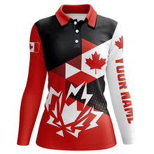 Load image into Gallery viewer, Womens golf polo shirts Canadian flag patriotic personalized Canada ladies golf top NQS5874