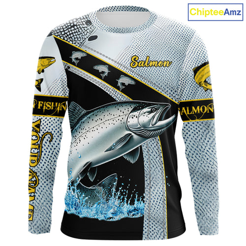Chinook Salmon fishing scales UV protection Custom long sleeve fishing shirts, Salmon fishing jerseys NQS10216
