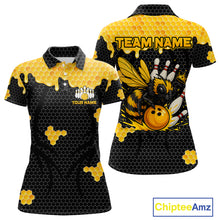 Load image into Gallery viewer, Custom Black and Yellow Honey Bee Bowling Shirts For Women, Bee Bowling Team Bowlers Outfit NQS10376