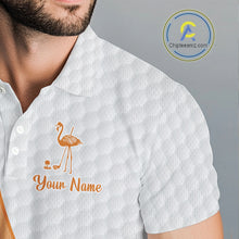 Load image into Gallery viewer, Funny Mens golf polo shirt custom Halloween flamingo pattern white golf shirts NQS10377